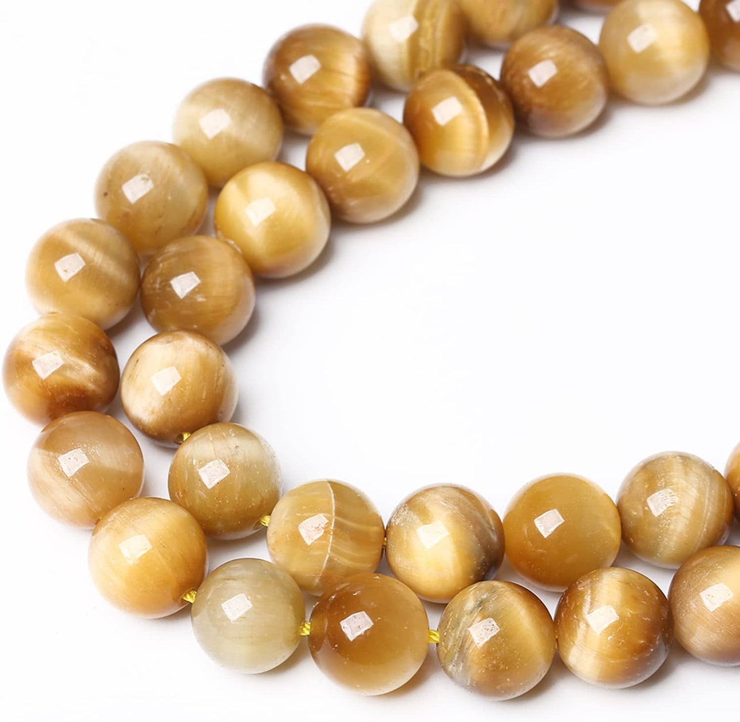 120PCS 6mm AAA Natural Tiger Eye Stone Beads Gemstone Round Spacer Loose Beads for Jewelry Making DIY Bracelet,Necklace, Earrings 2 Strand 32"