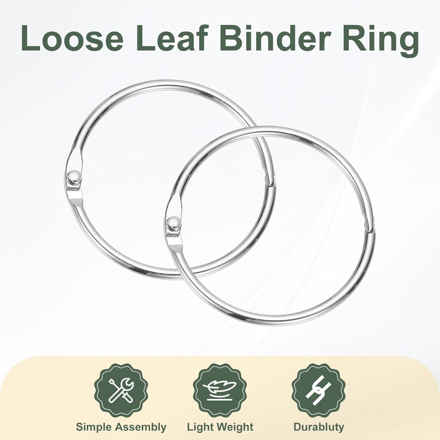 PATIKIL 1.8" x 2" Loose Leaf Binder Rings, 30 Pcs Metal Book Rings Nickel Keychain Ring for Paper Index Cards Flash Card Notebook Rings Office Home Book Binder, Silver Tone