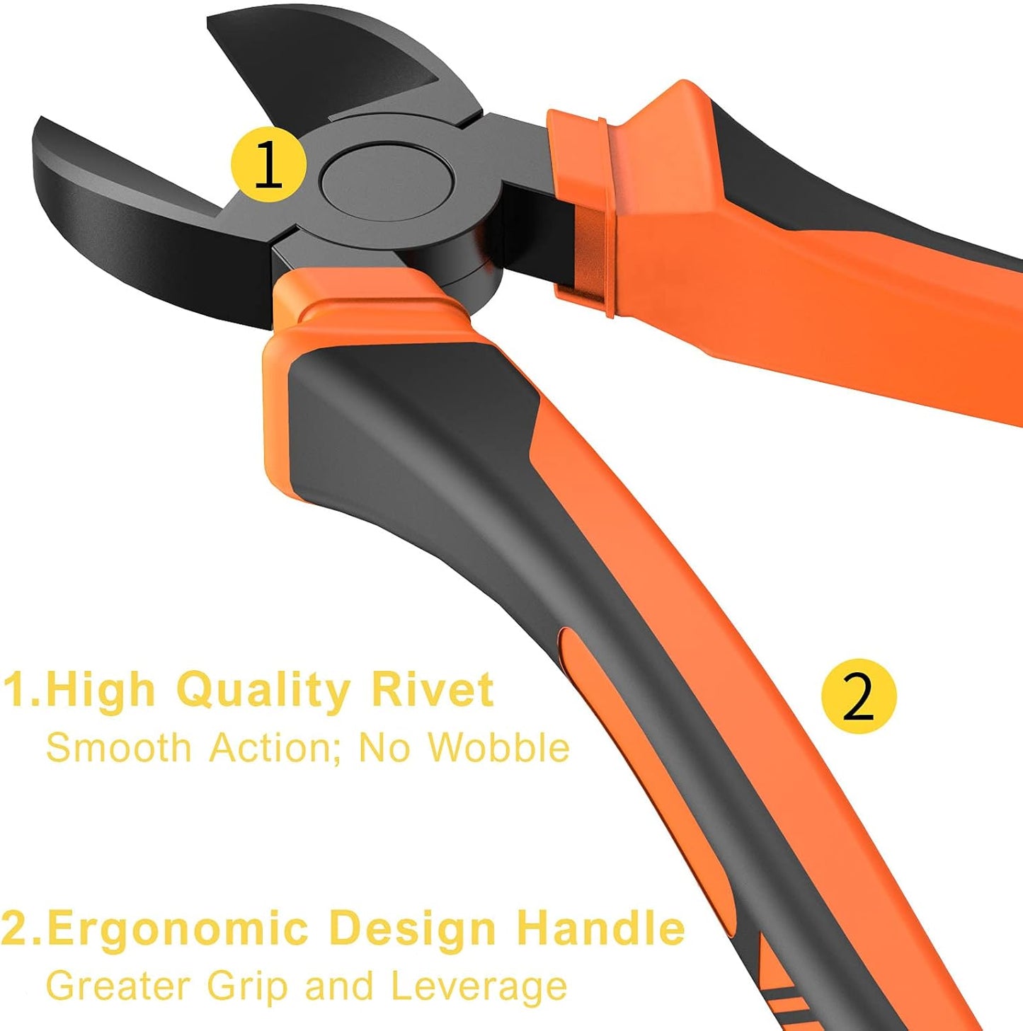 BOENFU Wire Cutters Electrical Heavy Duty CRV Steel, Comfort Grip Diagonal Cutting Pliers for Crafting, Floral Wire, Chicken Wire, Artificial Flowers, Orange, 7.5 Inches