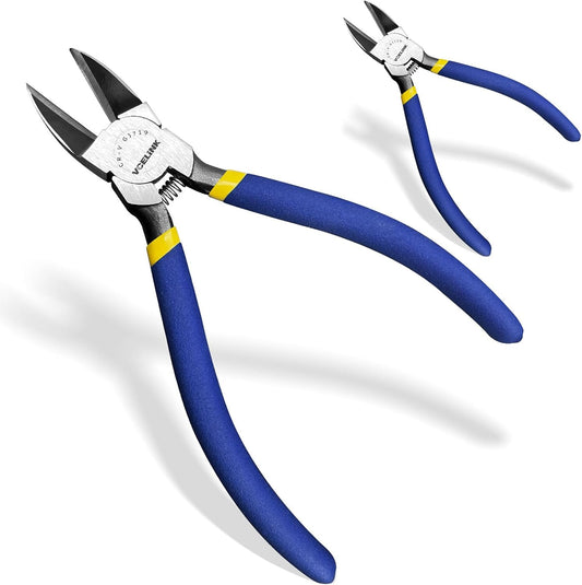VCELINK Wire Cutters, 6-inch Side Cutter, CR-V Small Flush Cutter, 2 Pack Professional Small Wire Cutter with Spring-loaded for Artificial Flowers, Floral, Jewellery Making, and DIY Model Making