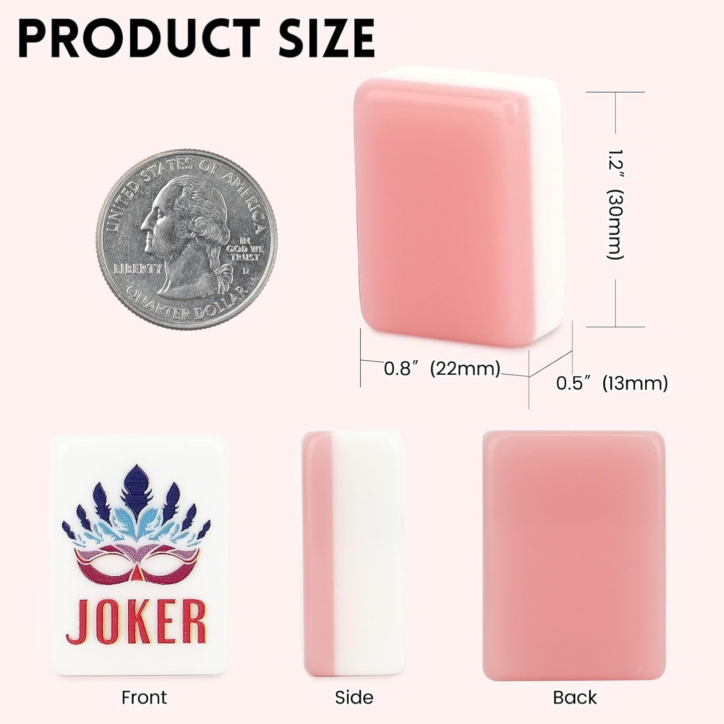 American Mahjong Tile Set,166 Tiles White Pink Acrylic Carving Tiles,Mahjong Game Set with Portable Travel case(Racks Not Included)