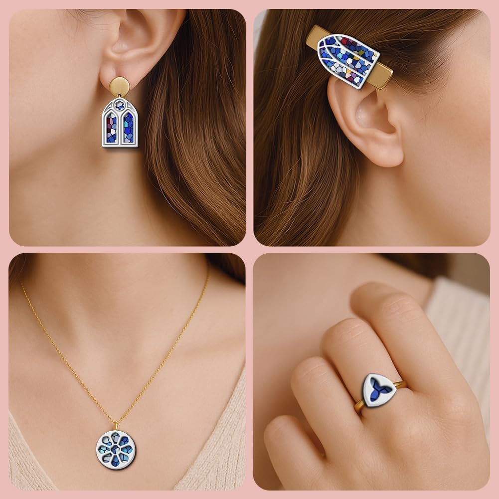 Polymer Clay Cutters - 18 Shapes Gothic Window Earrings Polymer Clay Cutters for Jewelry, Earring Making Kit with Storage Box