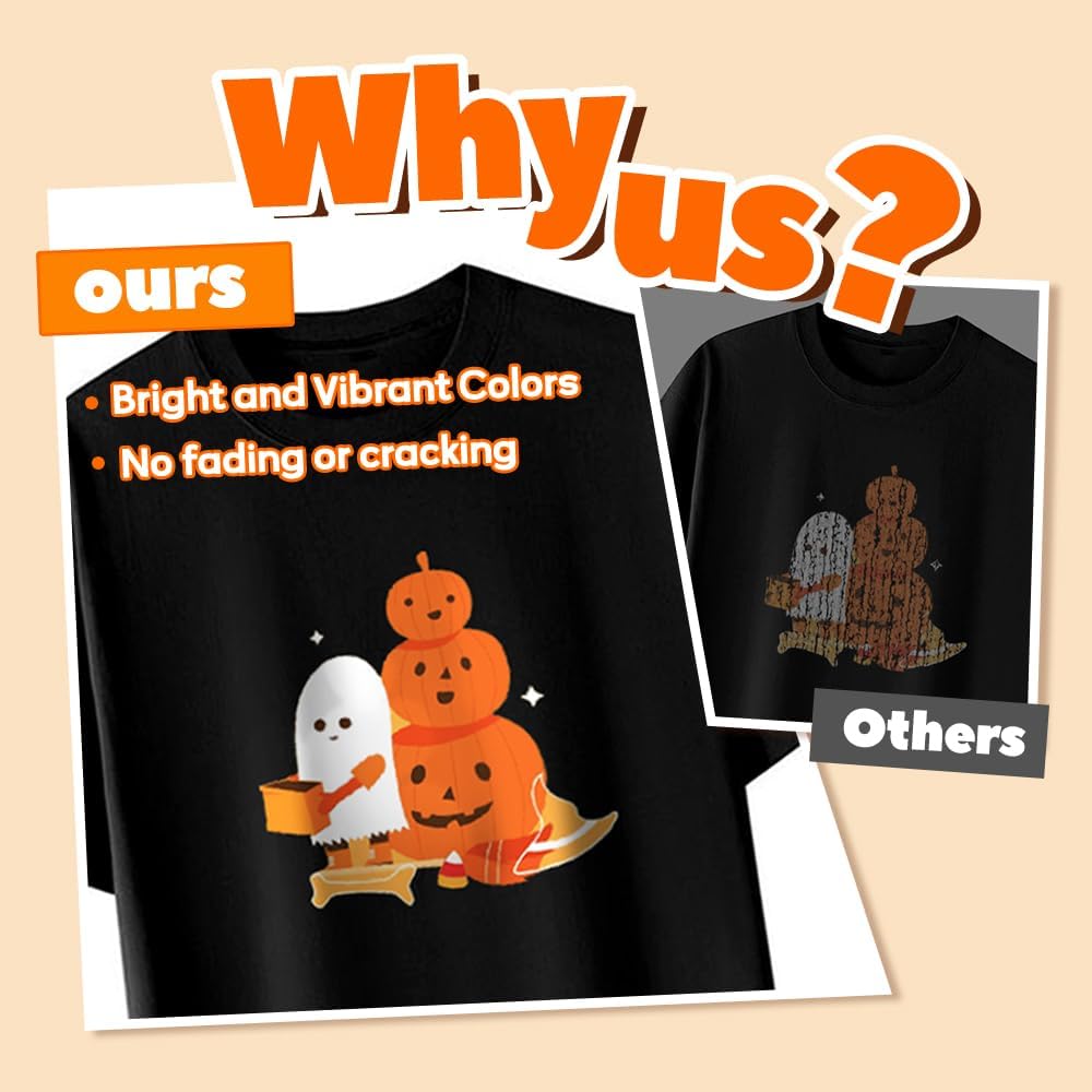 TranSmile PU-Heat Transfer Paper for Inkjet Printer (30 Sheets, 8.5x11", Dark) Iron on Transfers for Dark Fabric, Printable Heat Transfer Vinyl for T Shirts, Vibrant & Washable