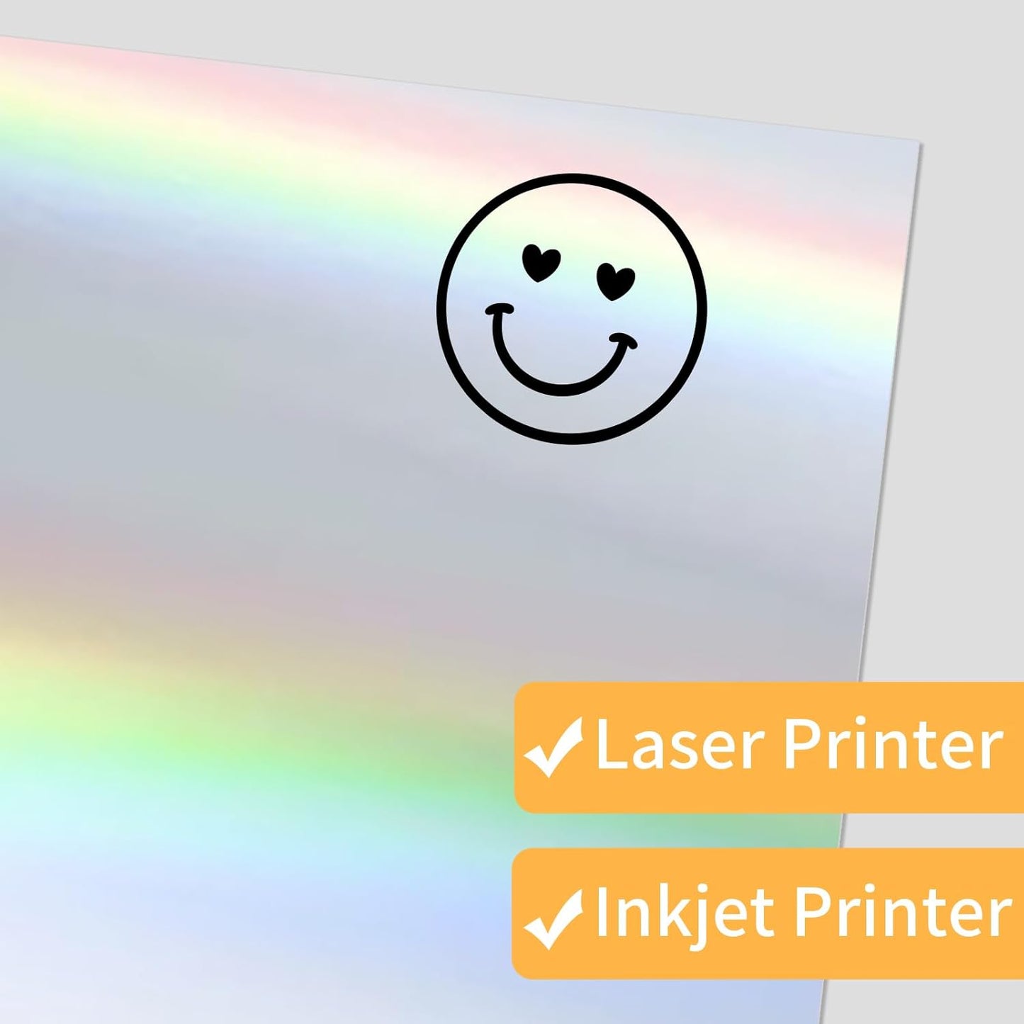 Printable Sticker Paper, 20 Sheets Printable Holographic Sticker Paper, Laser/Inkjet Printing- Holographic, Letter Size (8.5" x 11")