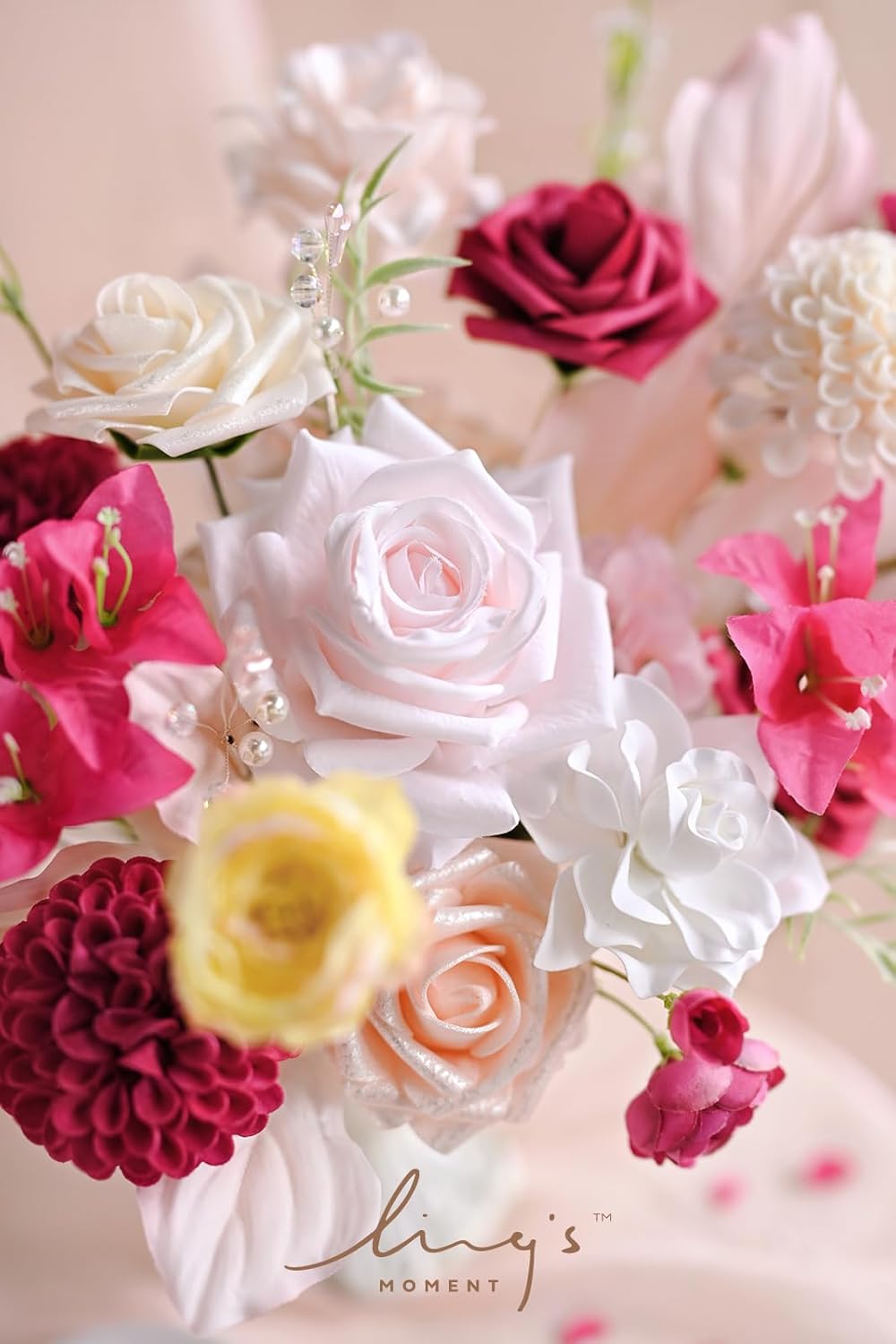 Ling's moment Dahlia Foam Artificial Real Touch Faux Fake Flowers for Home Decor Graduation Baby Shower Decorations Outdoors Party Favors Wedding Gifts Centerpieces Arrangements 25pcs (Hot Pink)