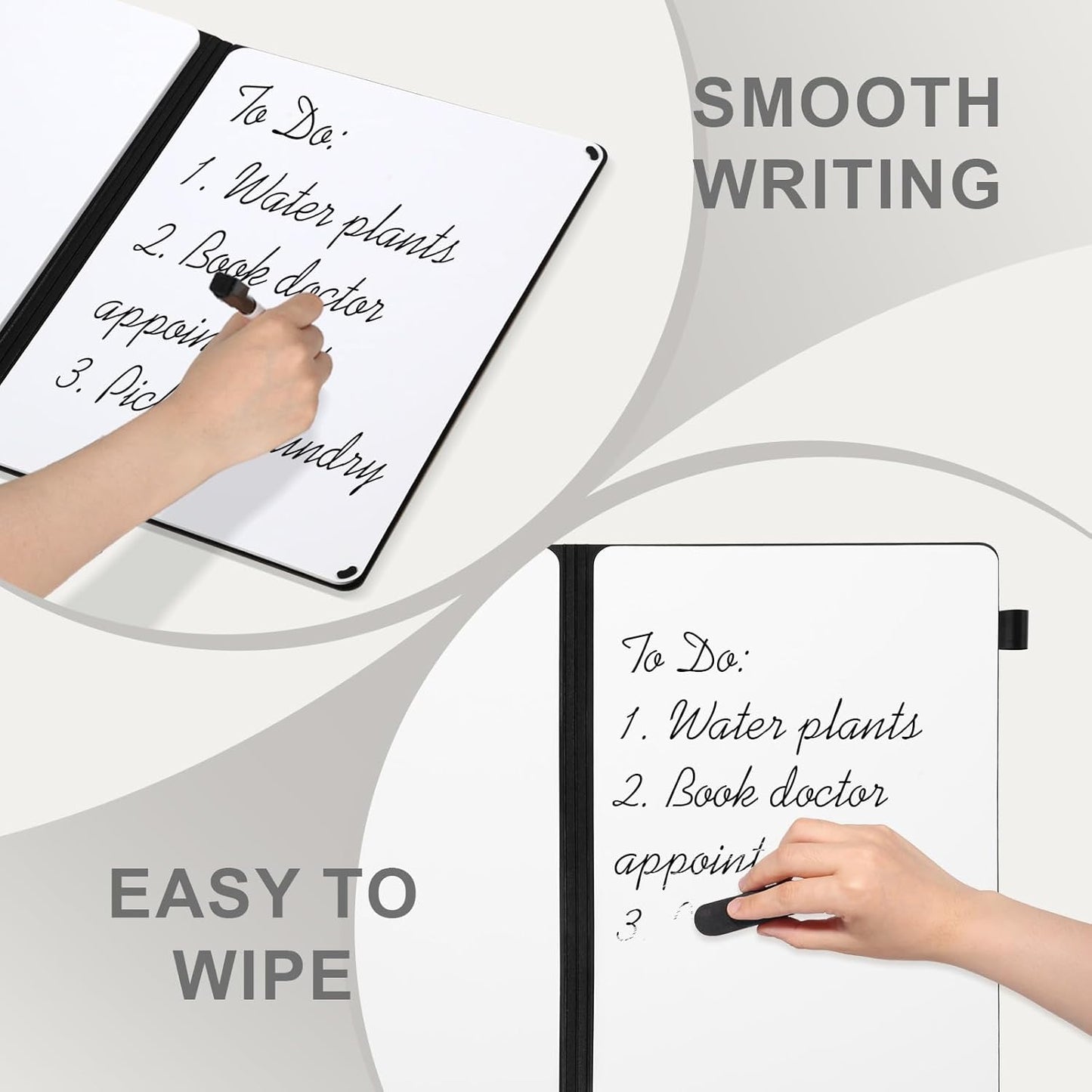 AGM Portable White Board Dry Erase Notebook, 12" x 9" Double Sided Folding Whiteboards with 3 Pens, Small Travel Dry Erase Board Skin-friendly Material for Study, Meeting, Planning, Ocean Blue