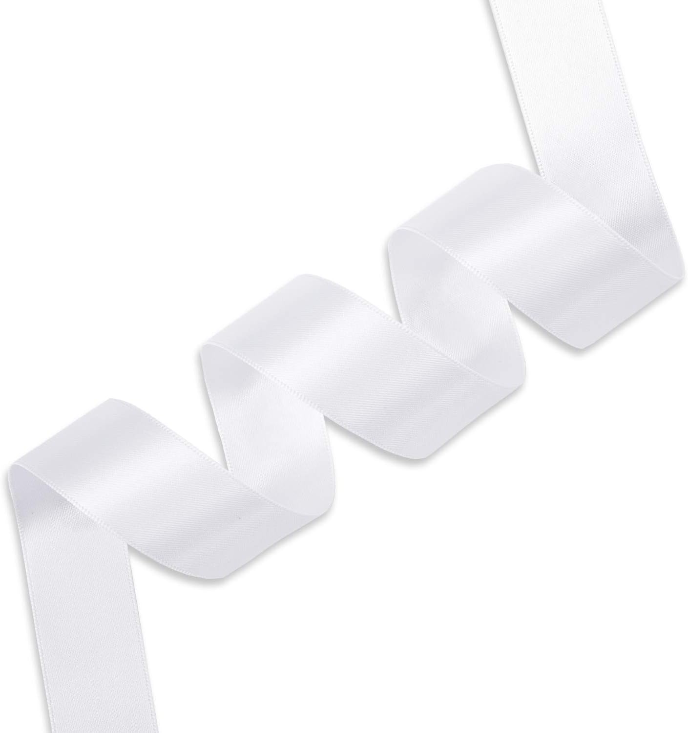Satin Ribbon 1 Inch White Double Faced - 25 Yards for Gift Wrapping DIY Bows Crafts Bridal Bouquet Cutting Ceremony Sewing Christmas Wedding Baby Shower Decoration Humphrey's Craft