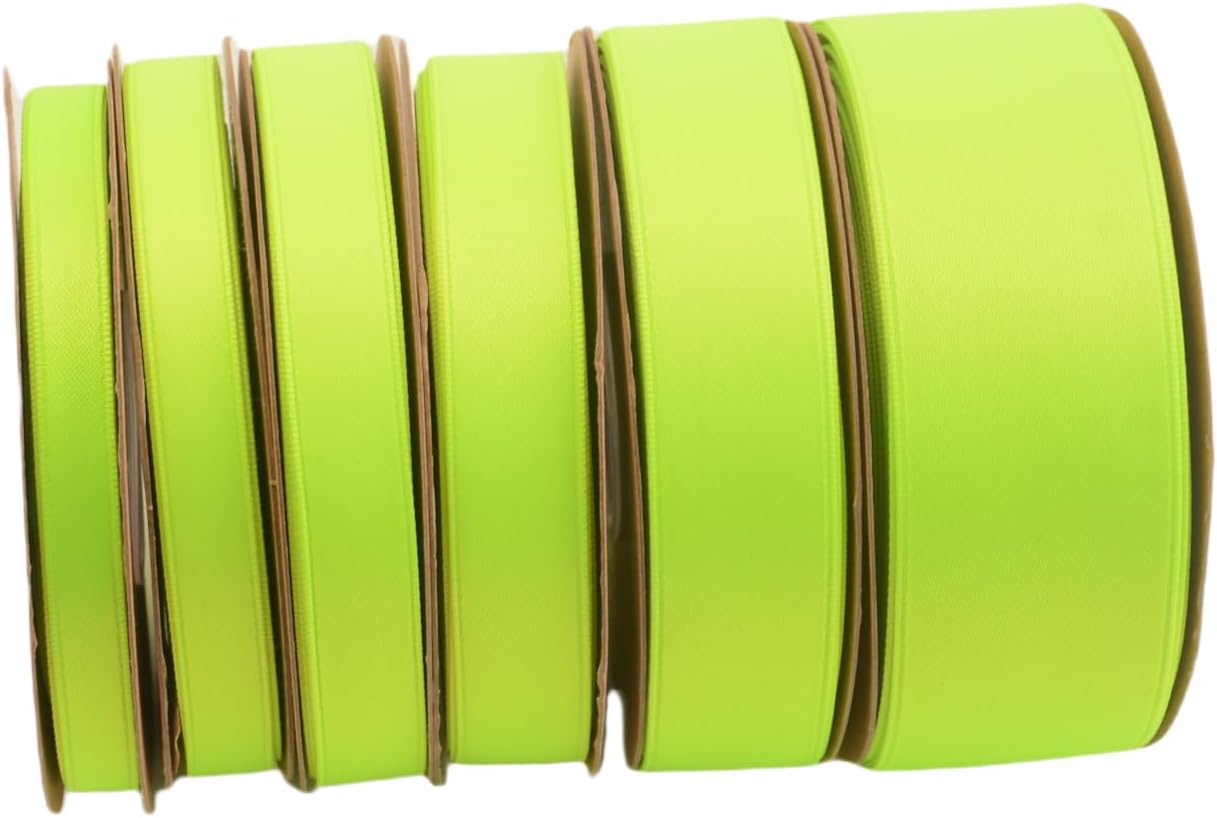 Double Side Satin Ribbon, Continuous 20 Yards,Use for Craft Bows Bouquet, Gift Wrapping, Wedding Decoration, Floral Arrangement (Fluorescent Green, 4/5 inch)