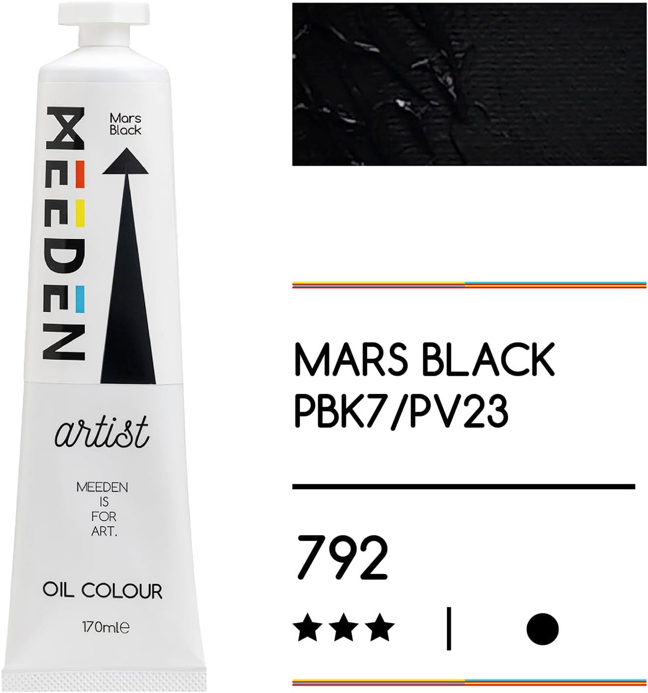 MEEDEN Artist Grade Oil Paint: Mars Black - 170ml/5.7oz Tube - Professional Art Paints for Canvas Painting