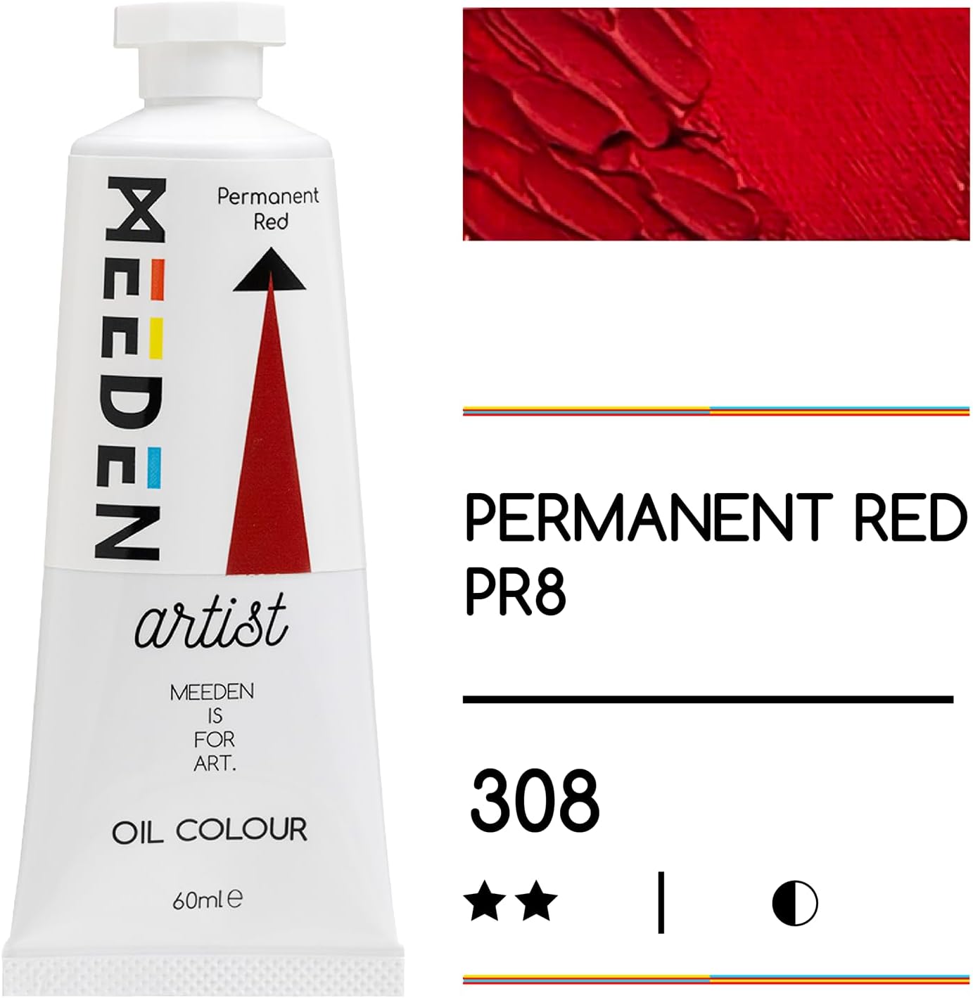 MEEDEN Artist Grade Oil Paint: Permanent Red - 60ml/2oz Tube - Professional Art Paints for Canvas Painting