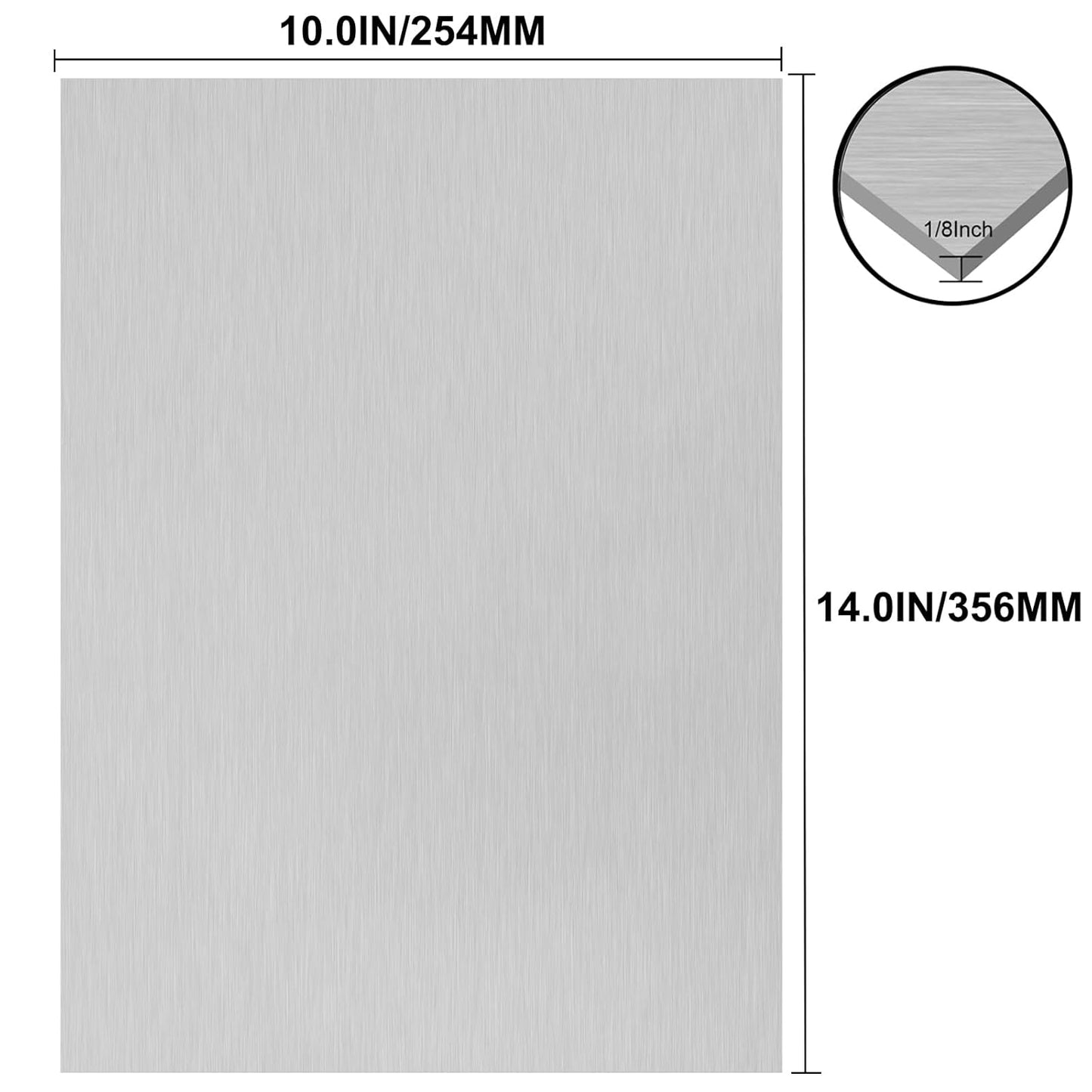 6061 T651 Aluminum Sheet Metal 10 x 14 x 1/8 (0.125”) Inch Flat Plain Aluminum Plate Covered with Protective Film, Heat Treatable Rectangle 3MM Aluminum Metal Plate for Crafting, Industrial