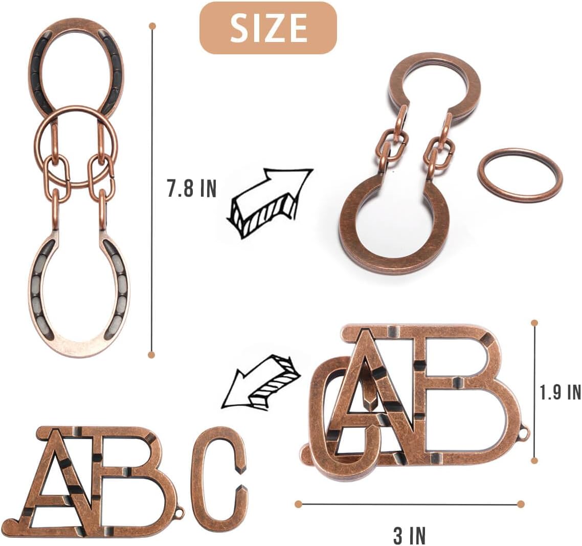 Fun Metal Brain Teaser Puzzle Games - Adults Mind 3D Toys -Teens IQ Insight Challenge - Educational Gift for Ages 12+（4PCS）