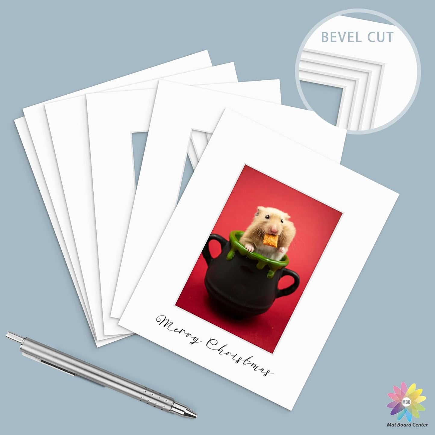 Mat Board Center, Pack of 50, 8x10 for 5x7 White Mats - Acid Free, 4-ply Thickness, White Core - for Pictures, Photos, Framing