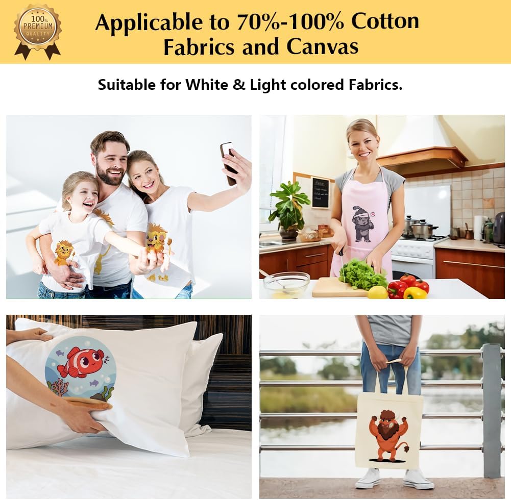 TransOurDream Heat Transfer Paper for Inkjet & Laserjet Printer (40 Sheets, 8.5x11, 3.0) Printable HTV Heat Transfer Vinyl for T Shirts Iron on Transfers for Light Fabrics (L3-40)