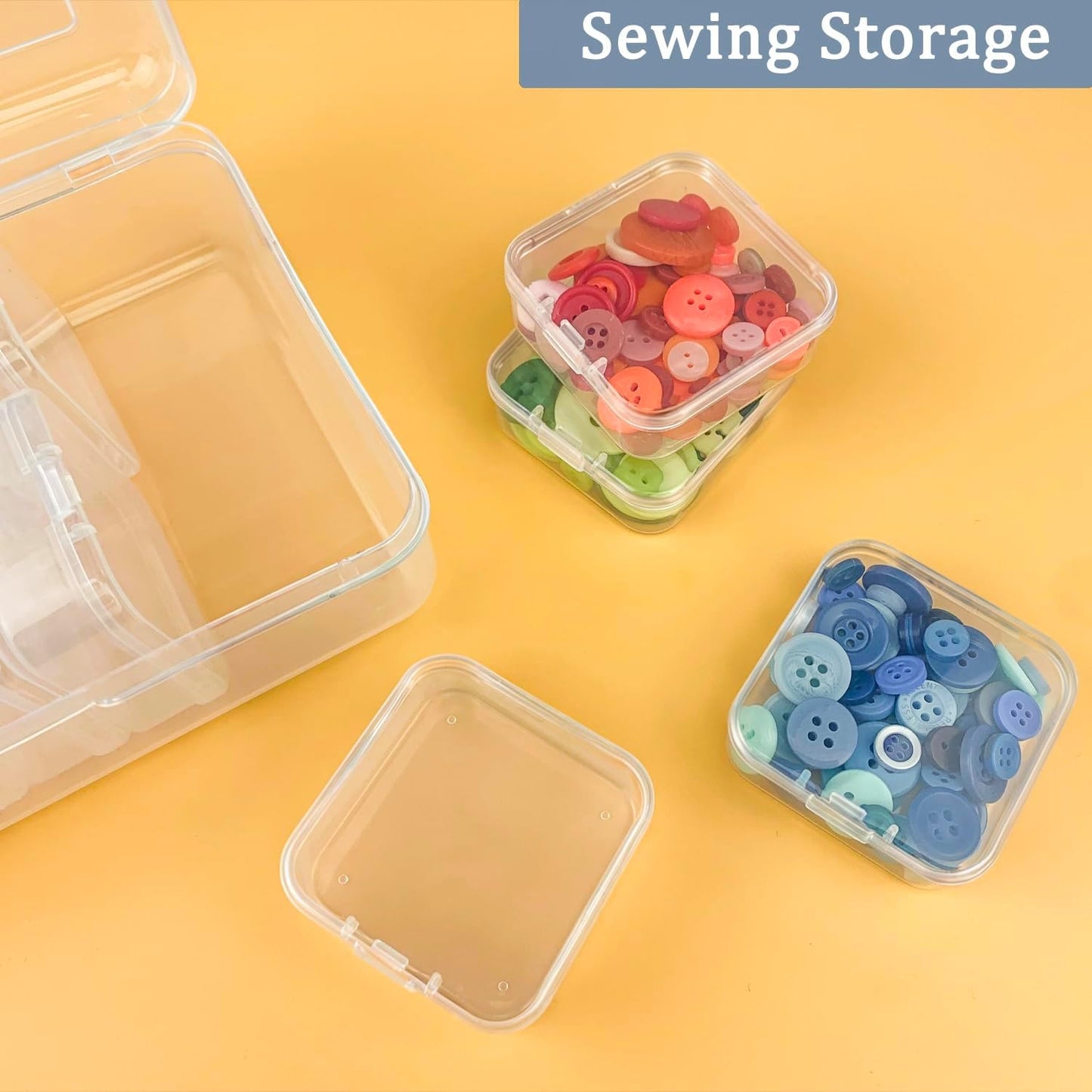 DUOFIRE 18 Pieces Plastic Bead Organizer, Craft Organizers and Storage Bead Storage Containers Small Transparent Boxes with Hinged Lid for Modular Storage of Small Parts, Diamonds, DIY Art, Jewelry