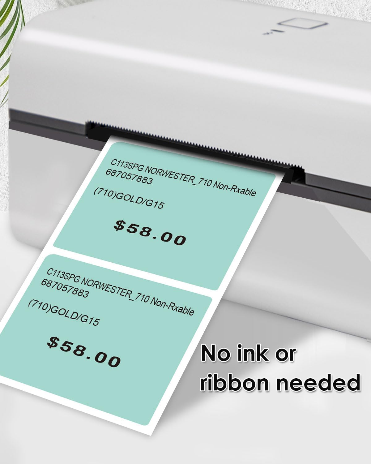 iEager Green Square Thermal Label Stickers, 2"x2" Self-Adhesive Square Direct Thermal Labels with Perforation Line, 500 Sheets/Roll