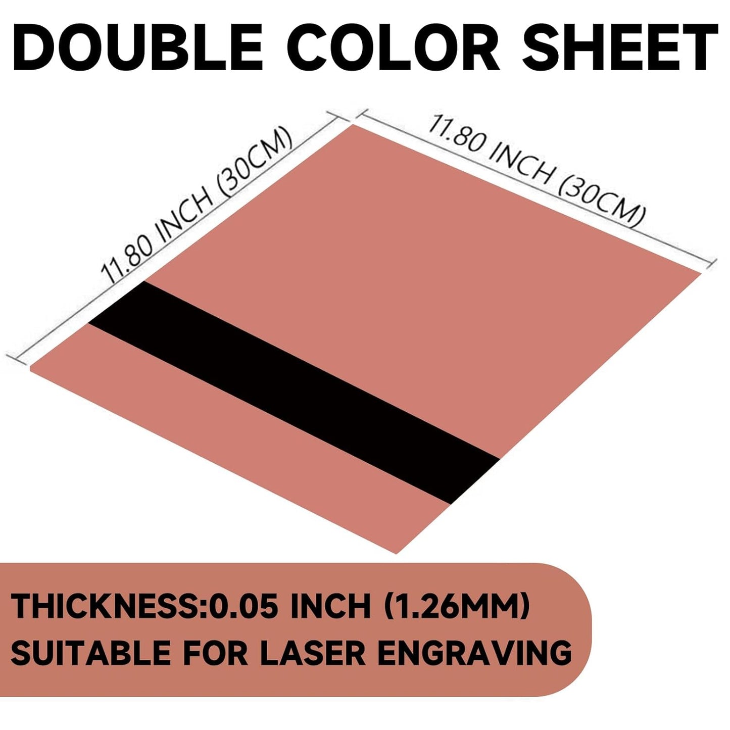 5PCS Laser Engraving Double Color ABS Plastic Sheet,Two-Tone Laserable Engraving Plastic Sheets for Name Badge,Office Label,Laser Product,Size 11.73" x 11.73",Brushed Rose Golden/Black
