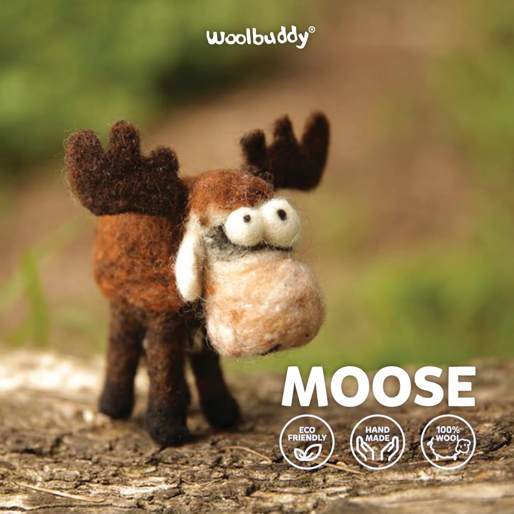 Woolbuddy Needle Felting Kit for Beginners & Adults, Moose Animal DIY Craft Kit, Complete Starter Kit with Wool, Tools & Step-by-Step Instructions