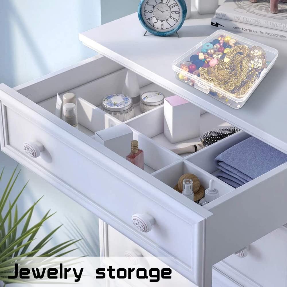 DUOFIRE Small Plastic Box Organizer Box small plastic storage containers small plastic case for Storage Beads, Jewelry and Small Items Square(5.2 x 5.2 x 1.3inch) 2 PACK