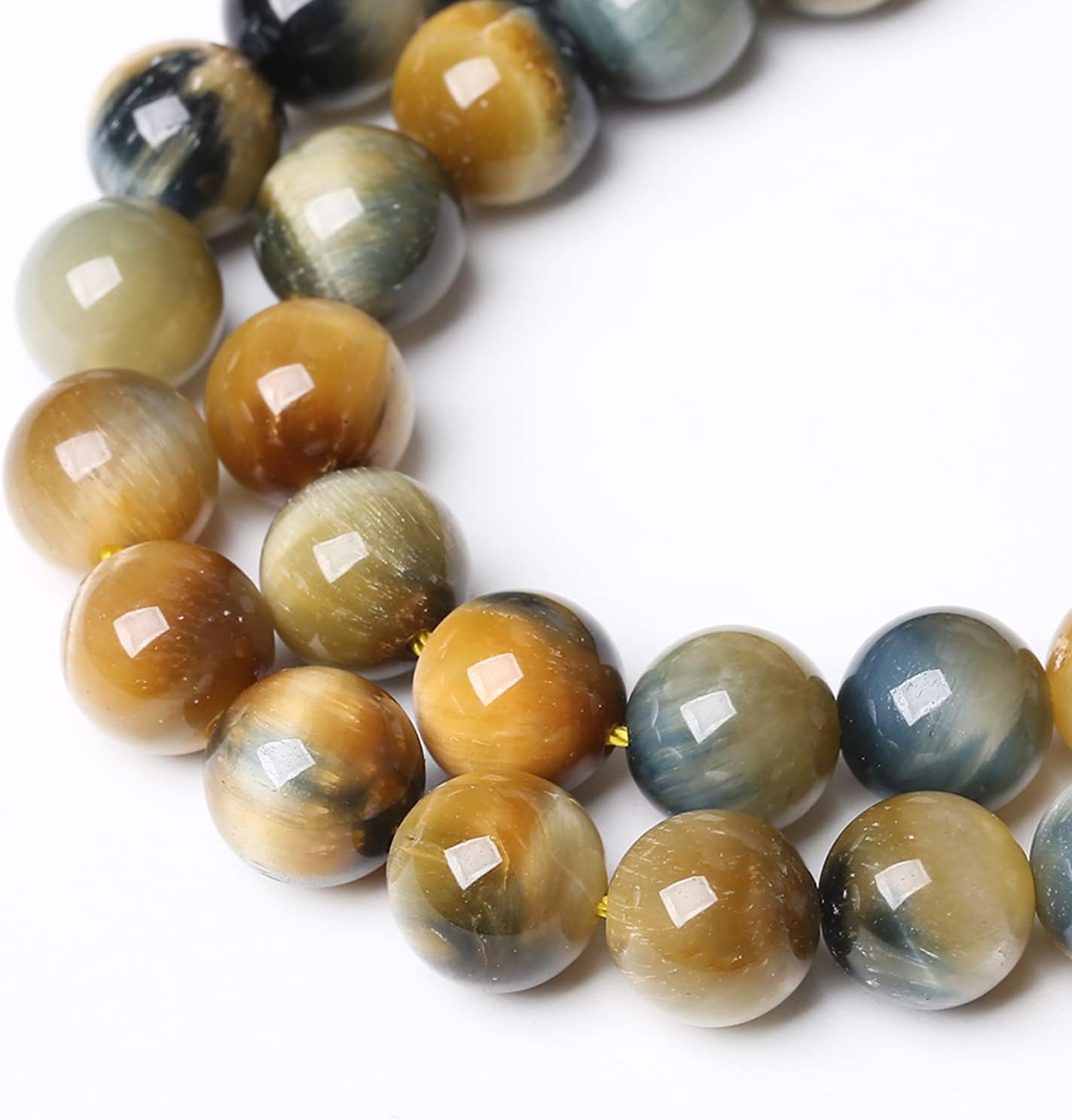 90Pcs 8mm AAAAA Tiger Eye Beads for Jewelry Making - Natural Stone Semi Precious Round Smooth Gemstones Loose Spacer Beads - 32" 2 Strands