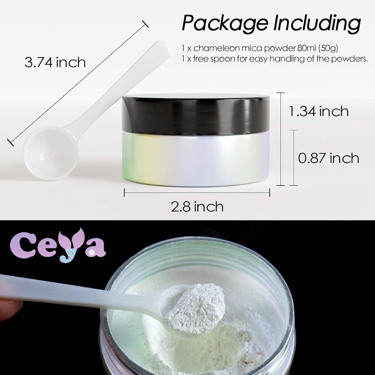 Ceya Chameleon Mica Powder, 1.8oz/ 50g Autumn Chrome Nail Powder, Cosmetic Grade Pearlescent Effect Color Shift Pigment for Epoxy Resin, Makeup, Nail Polish, Soap Dye, Candle Making, Craft,Slime,Paint