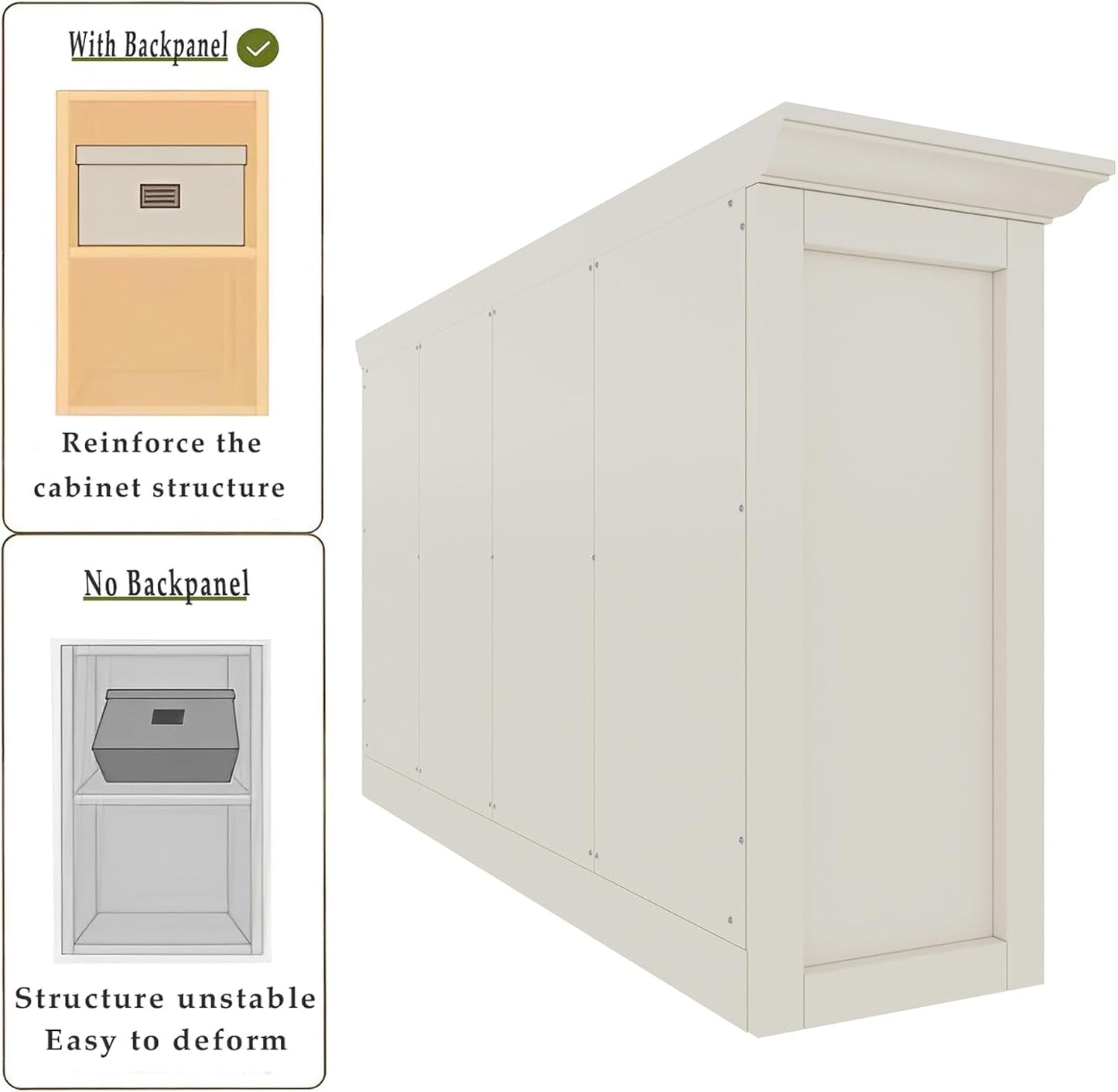 Cube Shelf Bookcase with Base - Wooden 2 Tiers Floor Standing Low Storage Cabinet for Home and Office, 8-Cube Lattice Bookshelf, Warm White