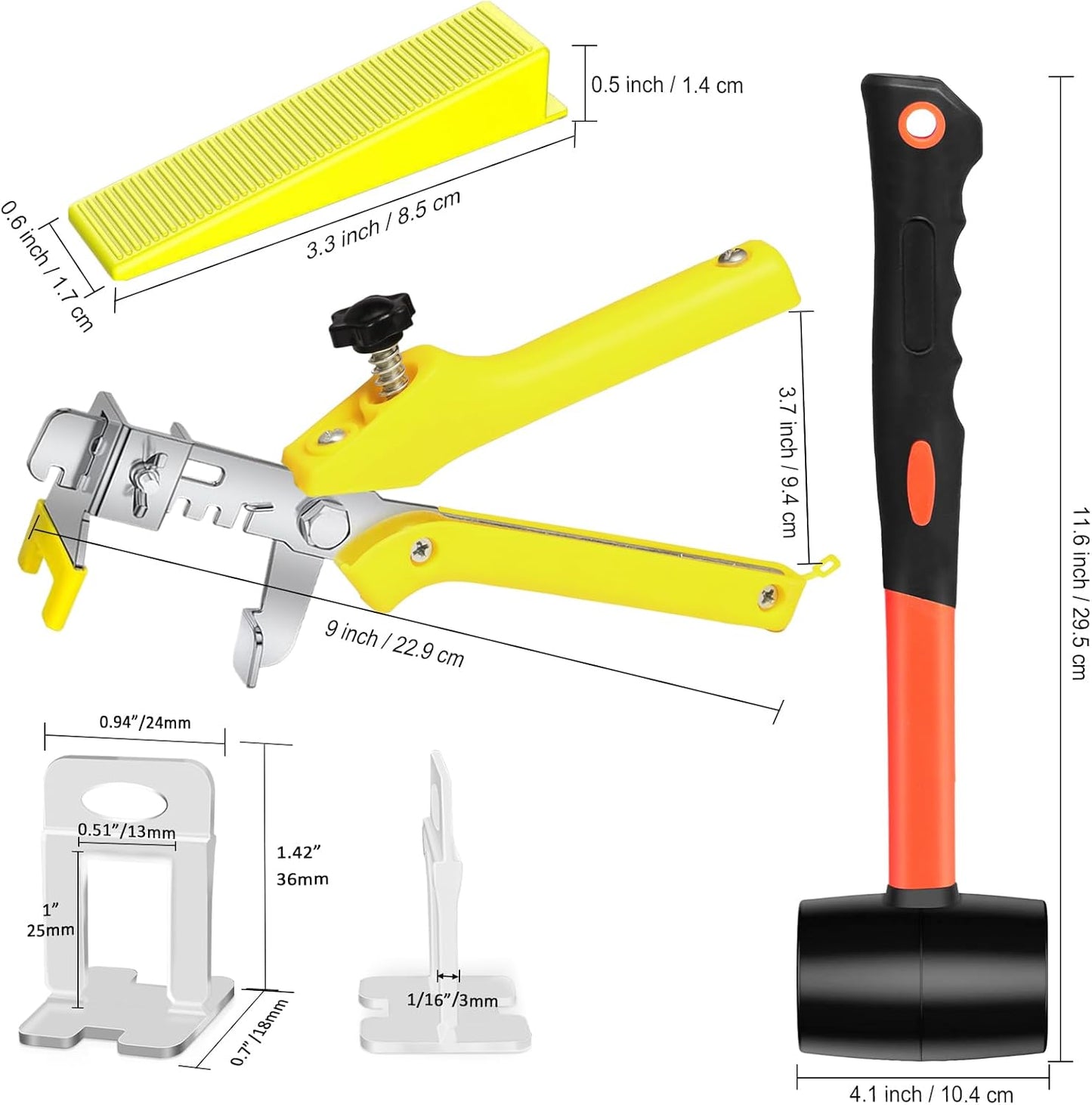 Storystore Tile Leveling System Tiles Leveler Spacers - 600-Piece Leveling Spacer Clips Plus 200-Piece Reusable Wedges-1/16 Inch Tile Spacers Lippage Free Tile and Stone Installation for PRO and DIY