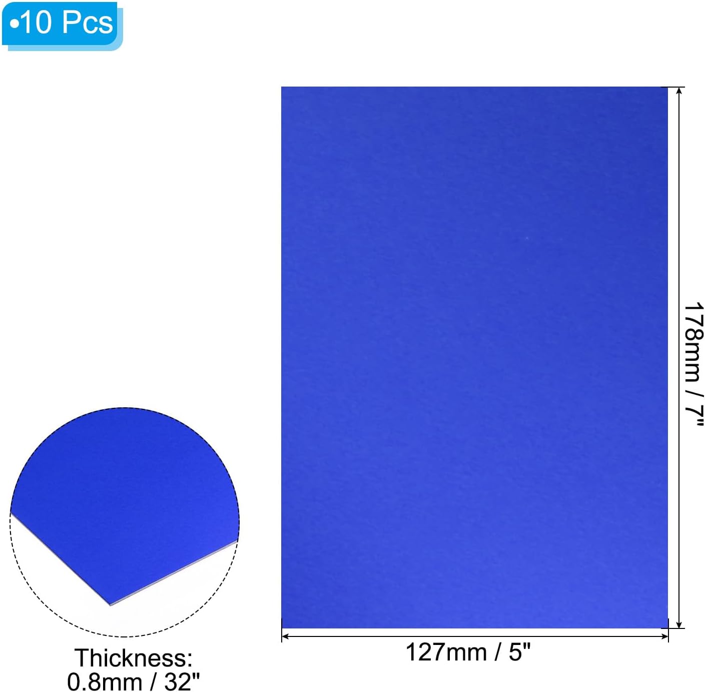 PATIKIL 7x5x1/32inch Anodized Aluminum Sheet, 10Pcs Metal Rectangle Aluminum Plate 0.8mm Thick Engraving Blanks for Laser Engraving DIY Decorative Crafting Home Decoration, Blue