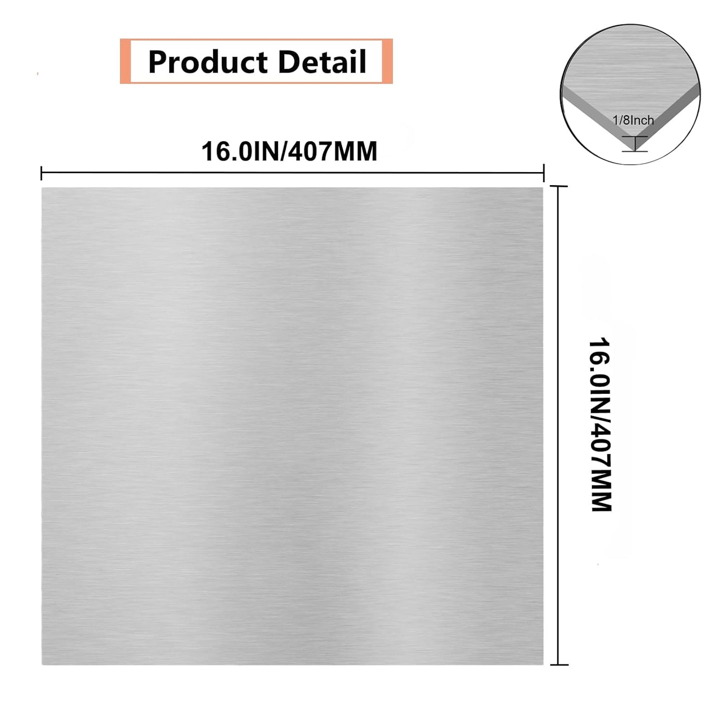 6061 T651 Aluminum Sheet Metal 16 x 16 x 1/8 (0.125”) Inch Flat Plain Aluminum Plate Covered with Protective Film, Heat Treatable Rectangle 3MM Aluminum Metal Plate for Crafting, Industrial