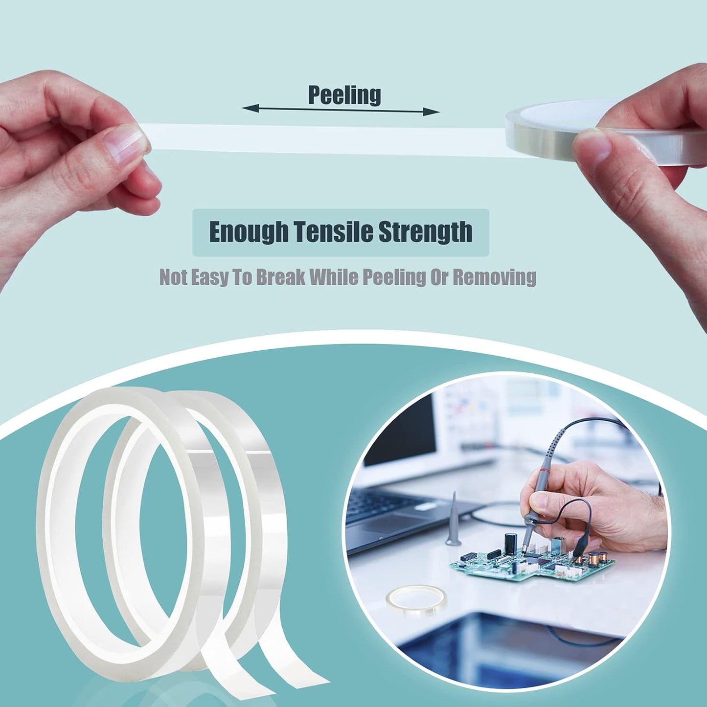 2 Rolls 10mm x33m(108ft) Clear Heat Tape,Transparent High Temperature Heat Resistant Tape,Heat Transfer Tape for Heat Press and Sublimation,Heat Transfer Vinyl,No Residue