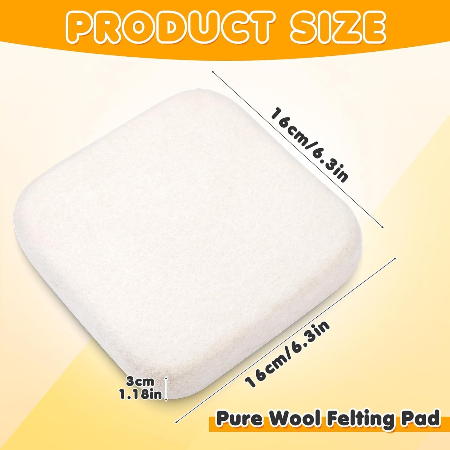 OEHPICC Needle Felting Pad, 6x6 Inch Natural Wool Felting Mat for Wool Craft Project, Needle Felting Supplies