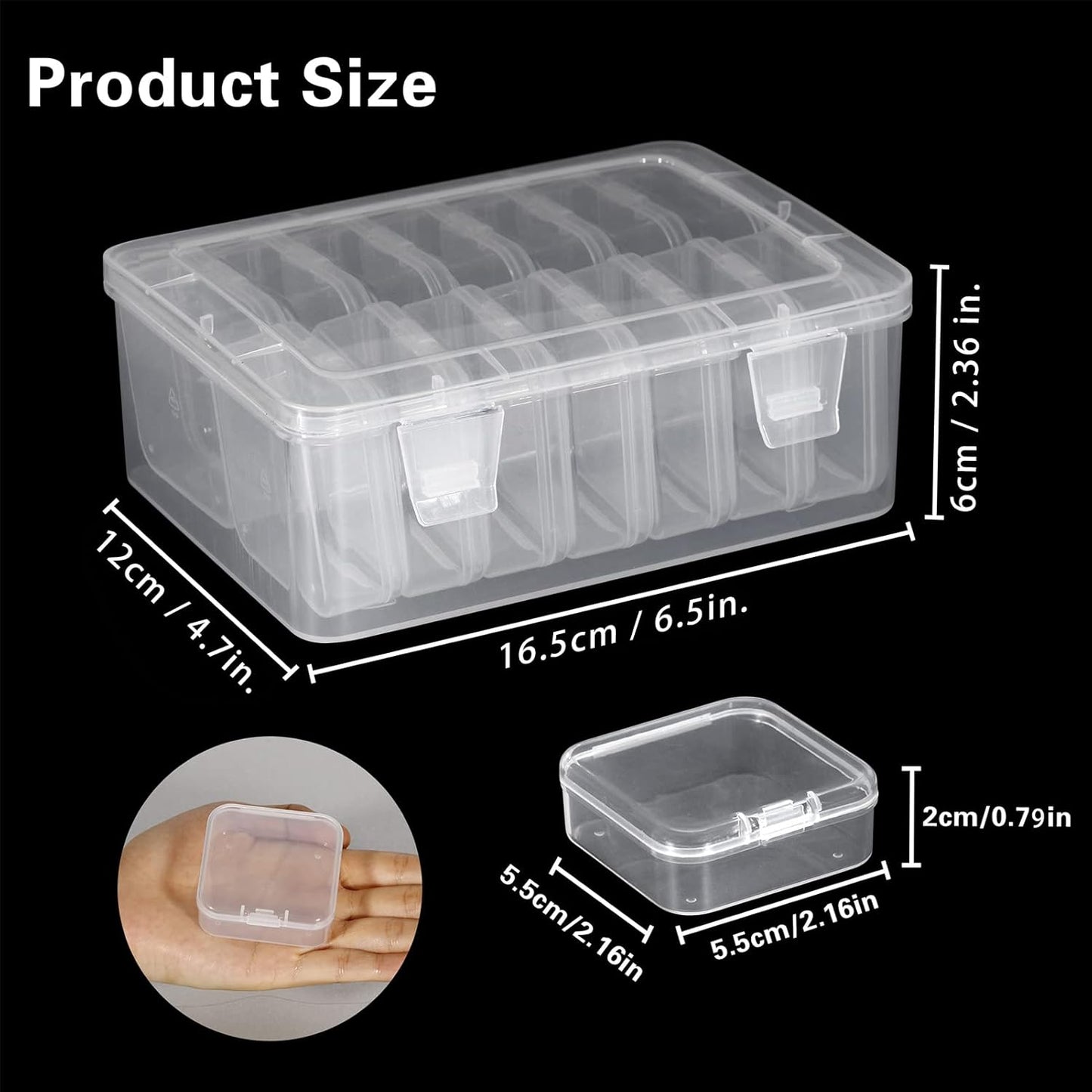 Mathtoxyz Small Bead Organizers, 30 Pieces Plastic Storage Cases Mini Clear Bead Storage Containers Transparent Boxes with Hinged Lid and Rectangle Clear Craft Supply Case
