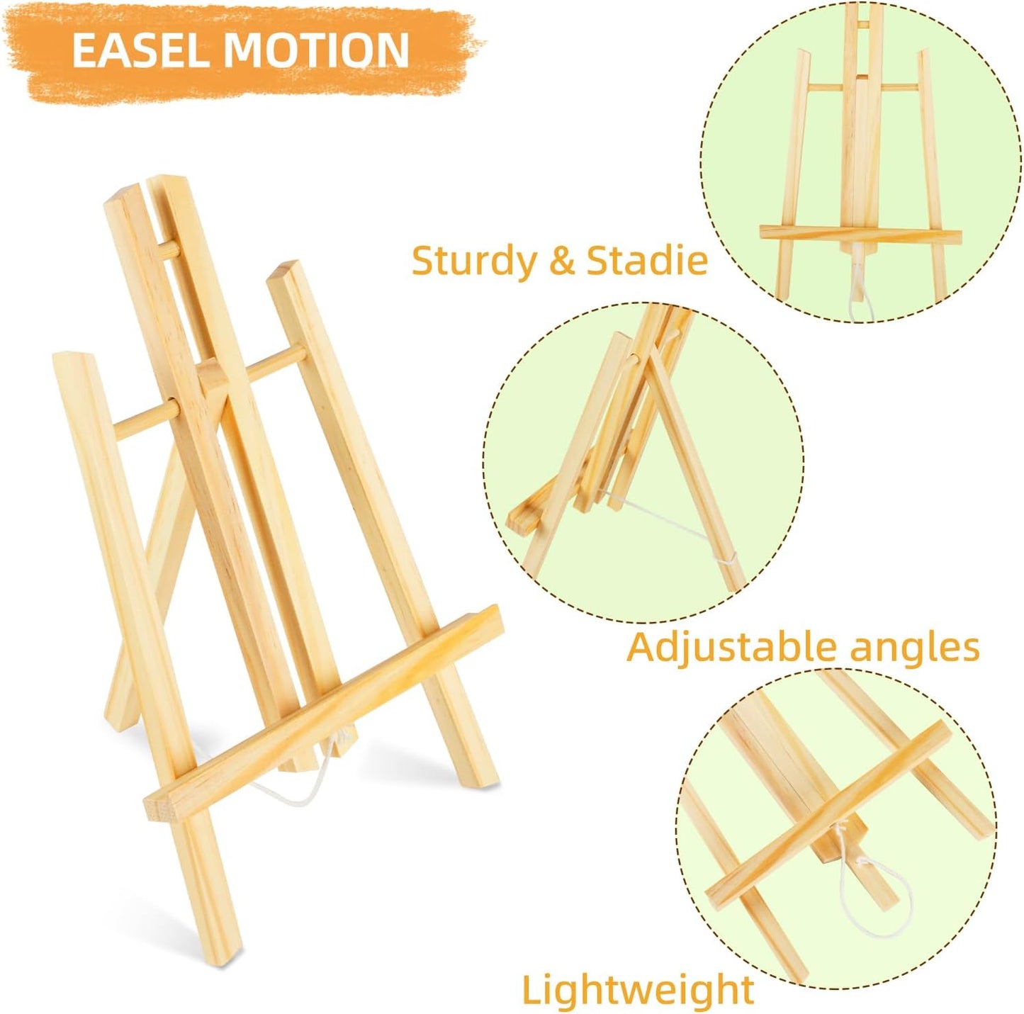 16"x7.7" Wooden Easel, Easel Stand for Painting, Tabletop Easel for Artist/Students/Beginners, Portable Canvas Photo Picture Sign Holder 6Pack