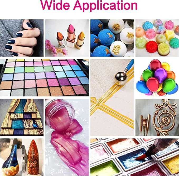 Mica Powder for Lip Gloss, Nails, Epoxy Resin, Soap Making, Bath Bombs, Art Crafts, 24 Colors, 10ml (0.11oz) Each, Neat Jar Set