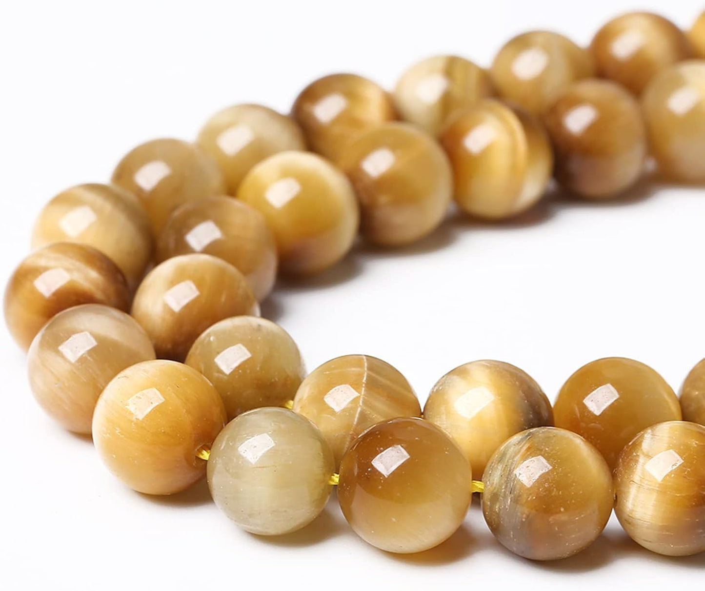 4mm 90pcs Natural Gemstone Gold Tiger Eye Beads Round Spacer Loose Beads for Jewelry Making DIY Bracelet Necklace 15" Inch (Gold Tiger Eye Stone, 4mm)