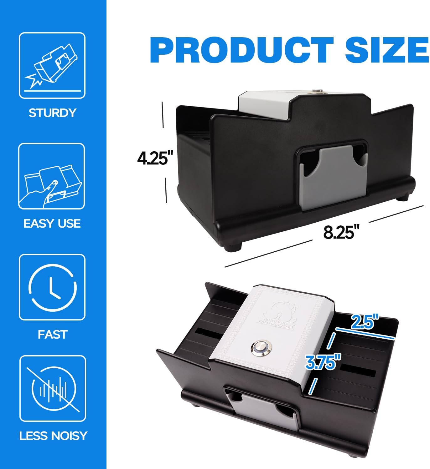 GSE Games & Sports Expert 2-Deck Casino Automatic Card Shuffler, AC/DC-Power & Battery-Operated Shuffler Machine for Playing Cards, Blackjack, Texas Hold 'em, Bridge, Poker, UNO