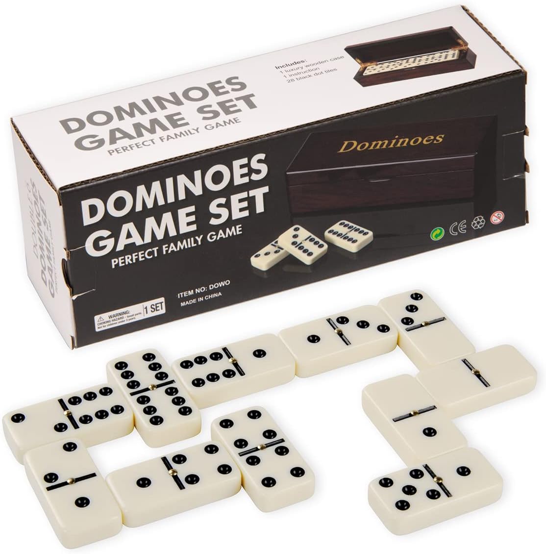 Double 6 Dominoes Gift Set 28 Tiles with Spinner in Wooden Box
