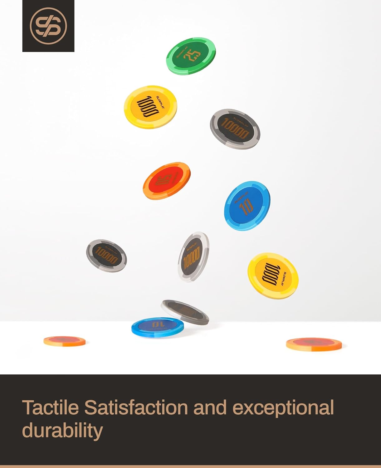 SLOWPLAY Godel Clay Poker Chips, 14 Grams Heavyweight Clay Composite, 40mm Large Chips in Bulk, Pack of 50 with Denomination of 100