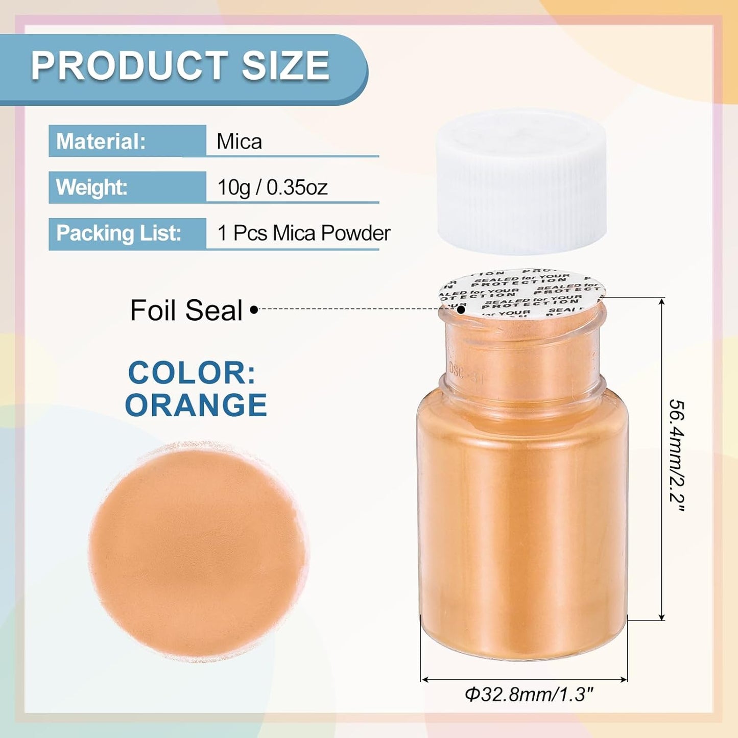 uxcell 10g/0.35oz Cosmetic Grade Mica Powder, 600 Mesh Mica Powder Natural Resin Epoxy Pigment Powders for Casting Resin, Candle Dye, DIY Nail Polish and Lip Gloss, Orange