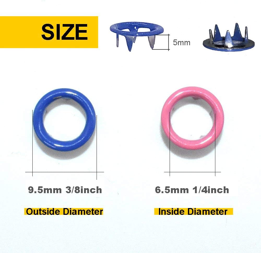 200Pcs Snap Fastener Tool Diameter 9.5mm Metal Eyelets Shoes Clothes Crafts with Heavy-Duty Eyelet Grommet Pliers
