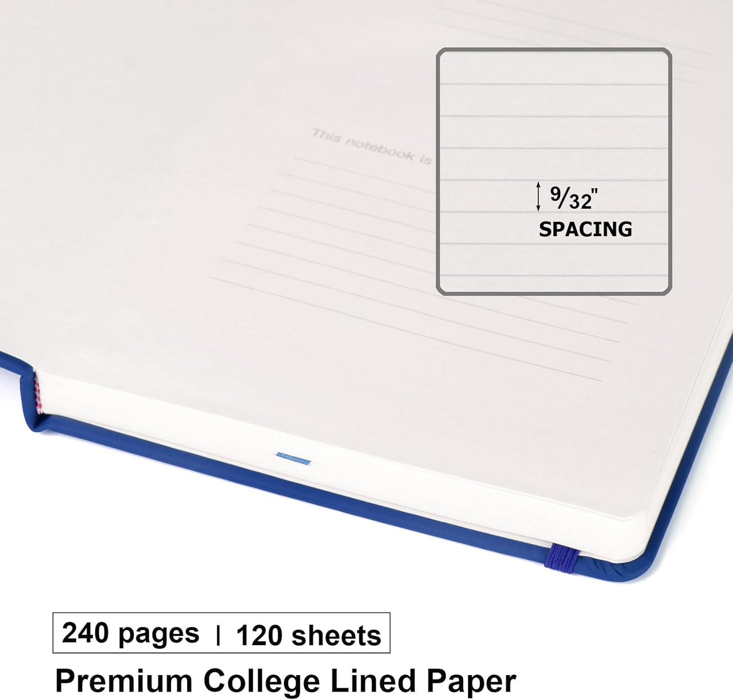 Comix 6 Pack Lined Journal Notebooks for Work, 240 Pages, 5.5"x8.3", Navy Blue, Hardcover, A5 Medium College Ruled, Journaling Notebooks for Notes-taking, Fits for Office School Home