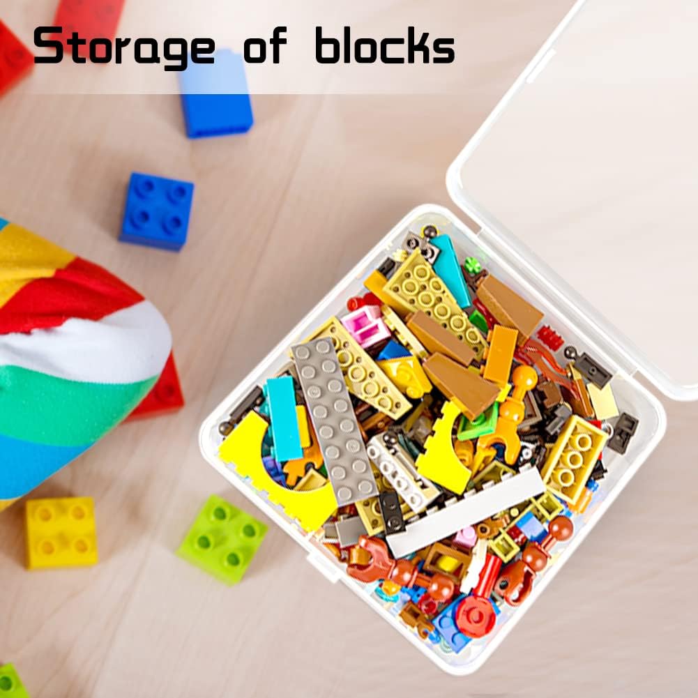 DUOFIRE Small Plastic Box Organizer Box small plastic storage containers small plastic case for Storage Beads, Jewelry and Small Items Square(5.2 x 5.2 x 1.3inch) 2 PACK