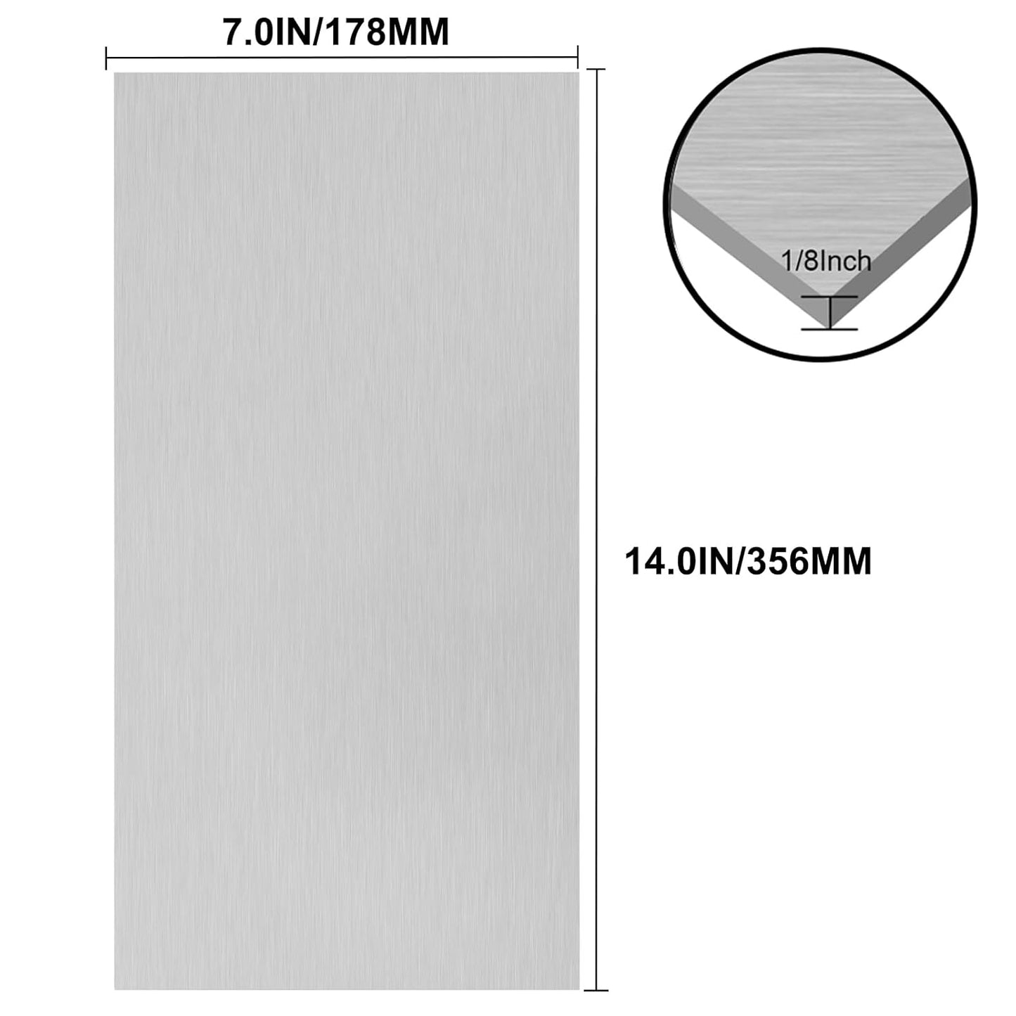 6061 T651 Aluminum Sheet Metal 7 x 14 x 1/8 (0.125”) Inch Flat Plain Aluminum Plate Covered with Protective Film, Heat Treatable Rectangle 3MM Aluminum Metal Plate for Industrial