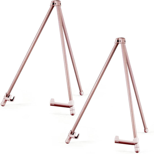 14" High Tabletop Instant Display Easel, Small Desktop Steel Easel Stand with Adjustable Holders for Paintings, Posters and Store Signs(Champagne, 2Pack)