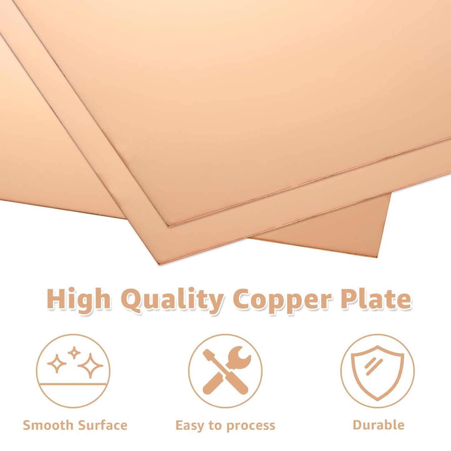 2PCS Pure Copper Sheet 12”x 12”x 0.02”, 24 Gauge(0.5mm) Thickness, 99.9% Cu Metal, Film Attached Copper Plates, Copper Plate Sheet for Crafts DIY Decoration