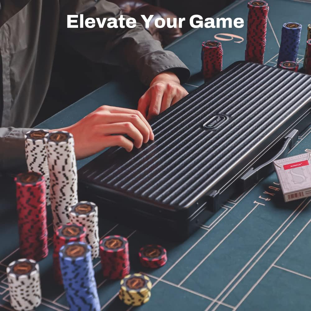 SLOWPLAY Nash Clay Poker Chips, 14 Grams Heavyweight Clay Composite, 40mm Large Chips in Bulk, Pack of 50 with Denomination of 25