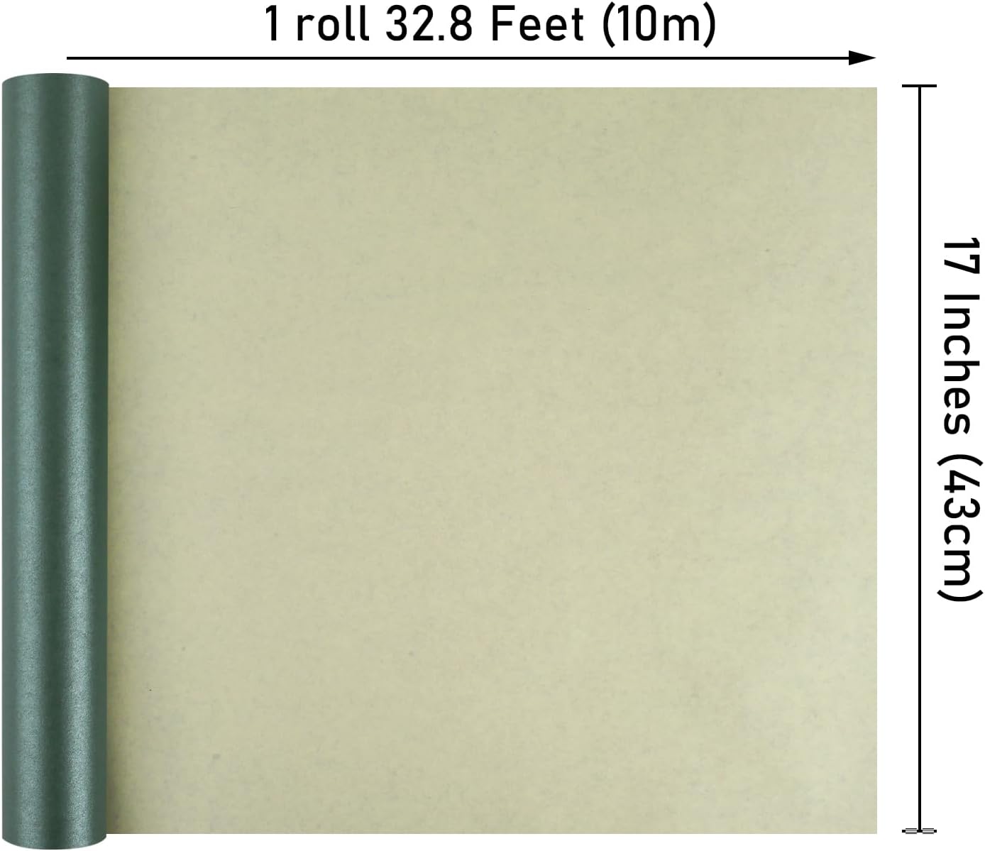 NESCCI Dark Green Matte Wrapping Paper,Solid Color Pearly-Lustre Paper,Gift Wrapping Paper,Perfect for Wedding,Valentine's Day,Birthday, Christmas,Baby Shower,DIY Bouquet (17 Inches X 32.8 Feet)