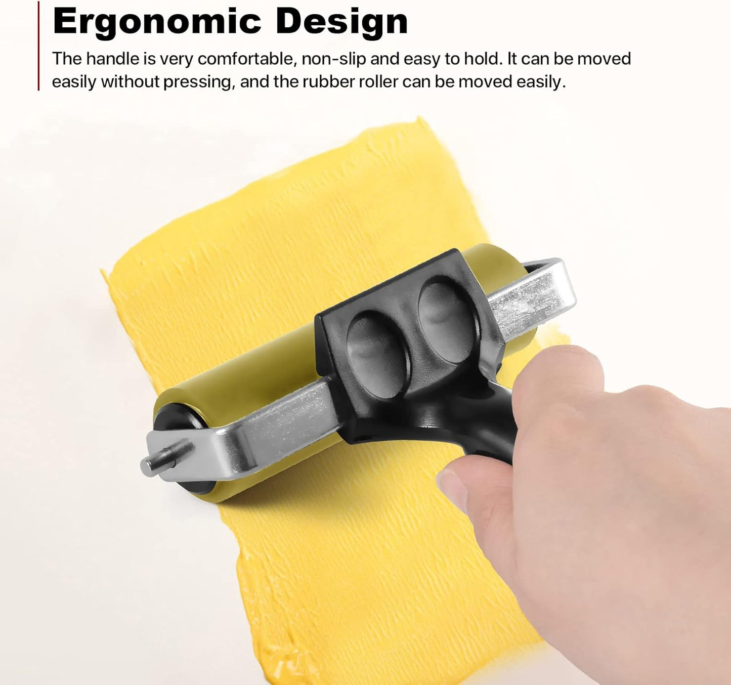 3 Pack Brayer Rollers for Crafting, Vinyl Rubber Roller Brayers, Printmaking Brayer Rollers for Cricut Maker, Gluing, Printing, Inking and Stamping(Black)