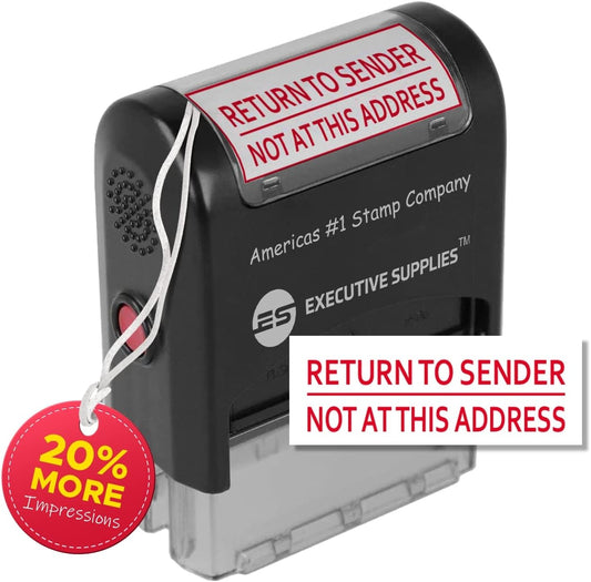 Return to Sender Stamp, Wrong Address Return to Sender Rubber Stamp, self Inking Rubber Stamp -Red Ink-with More Impressions, Designed with Advanced Technology by Executive Supplies
