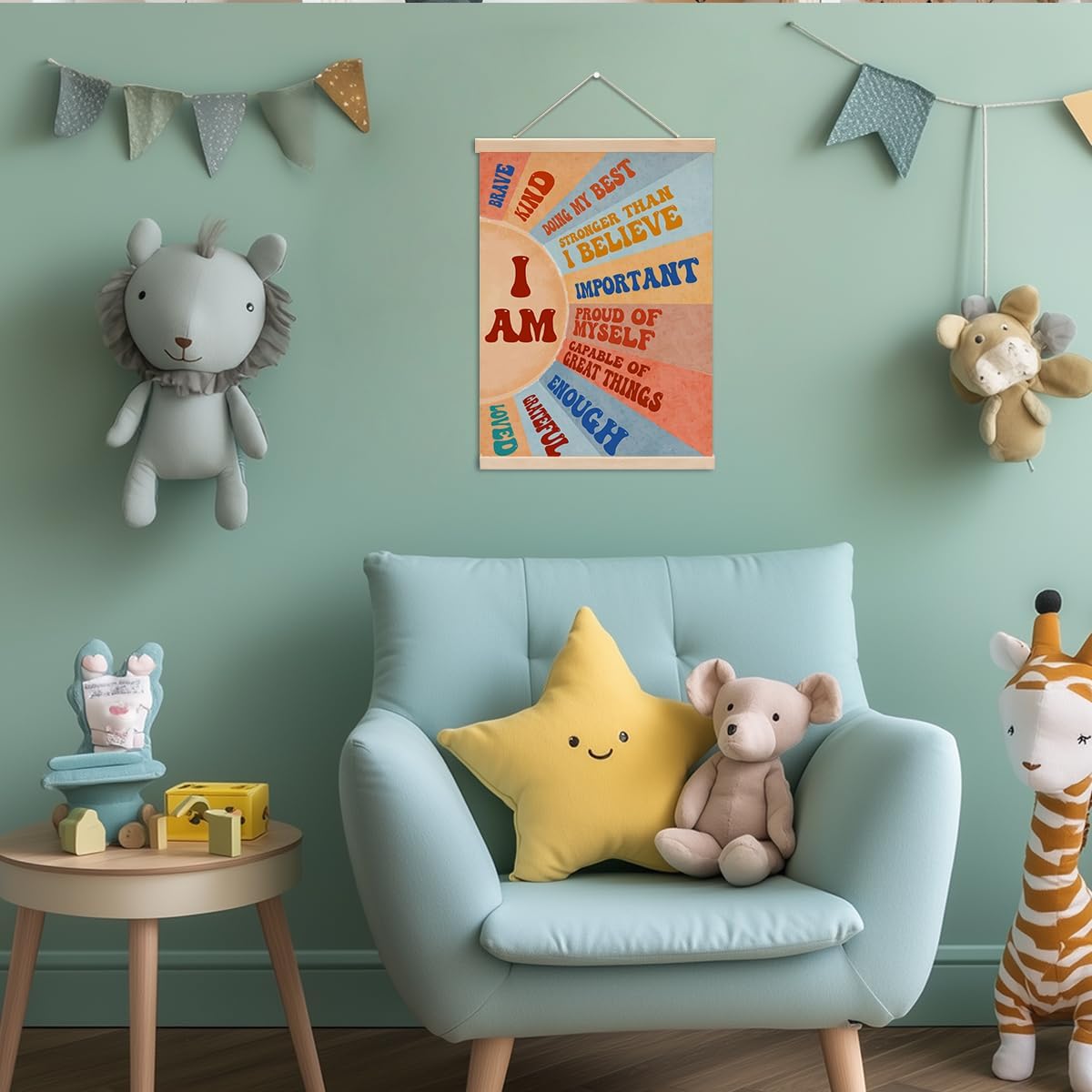 Inspirational Boho Sun Poster Hanger, Positive Affirmations Wall Decor, Sunshine Posters, Educational Posters Wall Art Wall Hanging Banner Classroom Bedroom Nursery Home Living Room Decor